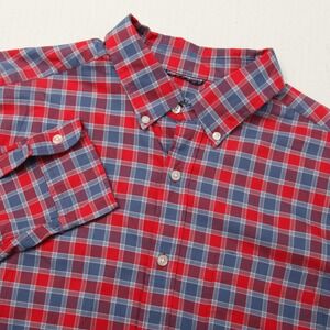 Vineyard Vines Shirt Mens Large Red Blue Plaid On The Go Performance Stretch